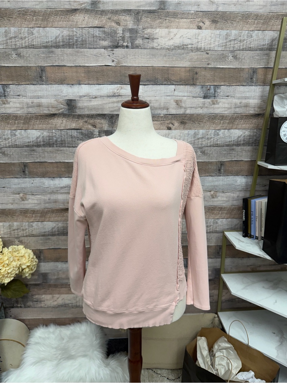 Red Haute Blush Pink Long Sleeve Asymmetrical Pullover